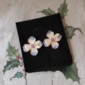 Sweet Forest Style Gradient Purple Enamel Flower Alloy Stud Earrings French Vintage Jewelry