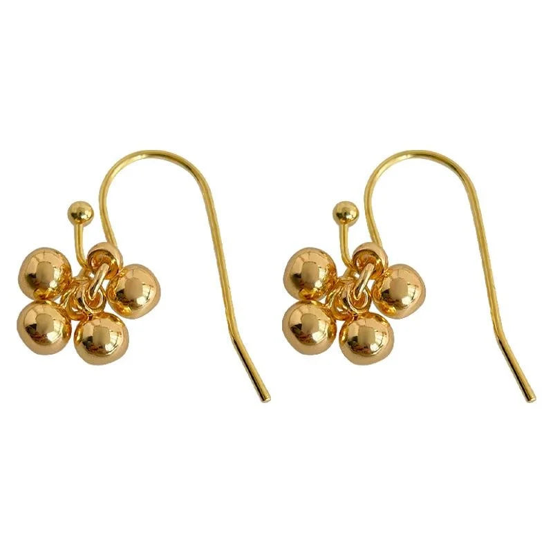 Eco-Friendly Copper Grape Cluster Gold Bead Drop Earrings Minimalist Tassel Style