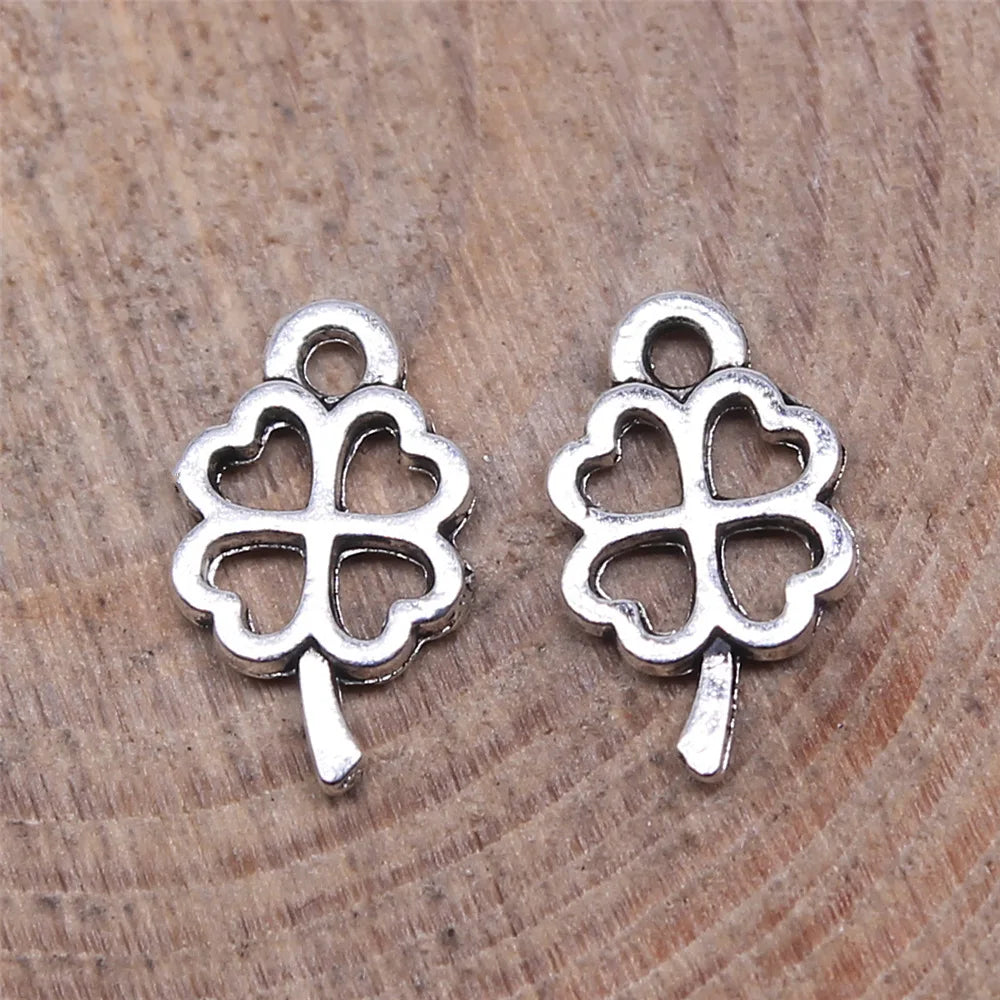 10x6mm 0.2g Multicolor Zinc Alloy Four Leaf Clover charm pendant for DIY bracelet necklace making