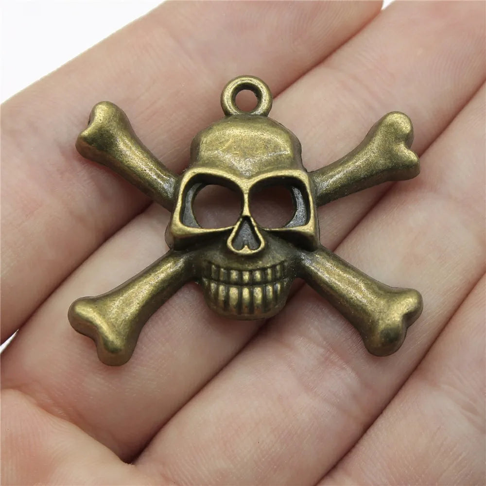 27x38mm 7.1g Multicolor Zinc Alloy Skull Charm Pendant for DIY Necklace Bracelet Jewelry Making