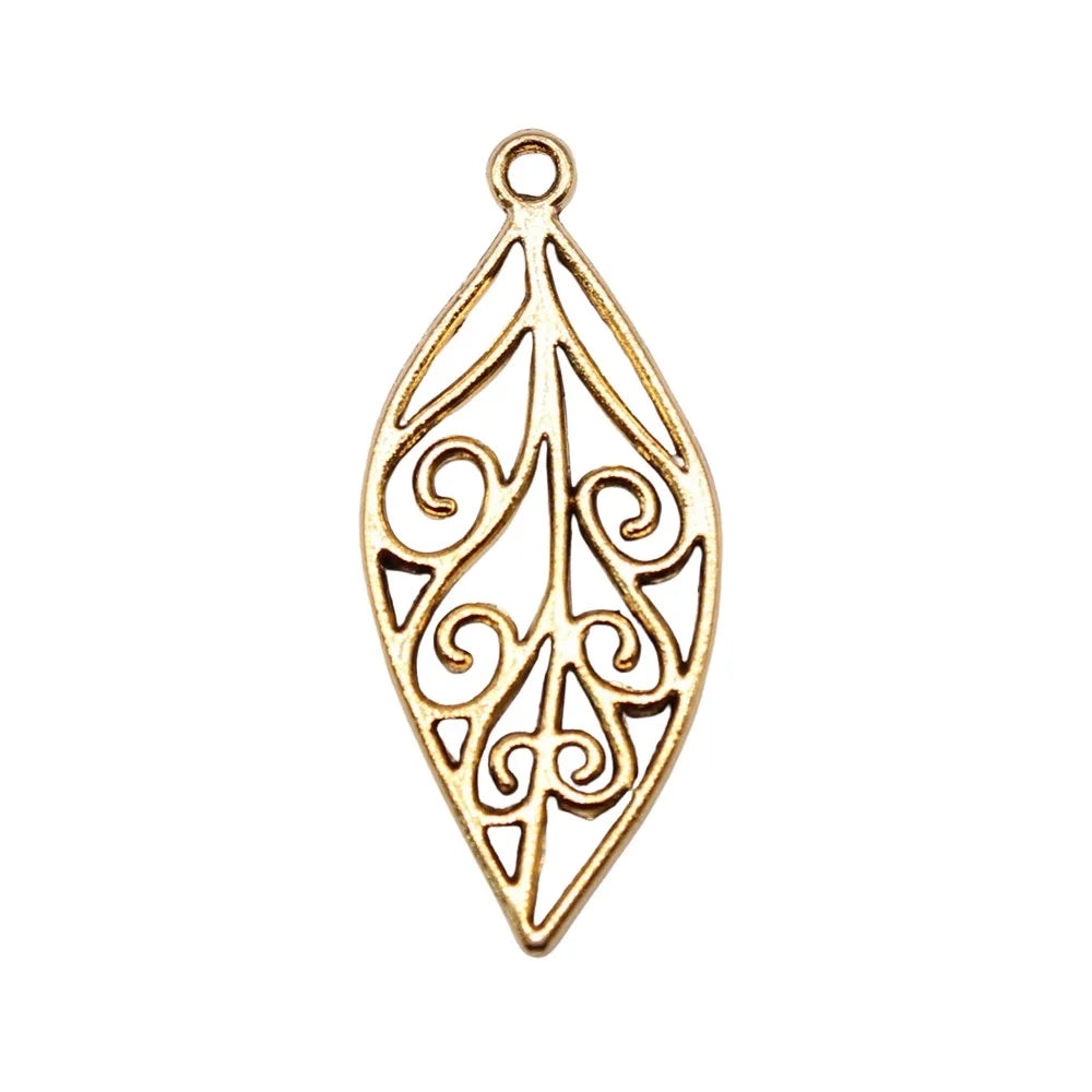 28x12mm 1g Multicolor Zinc Alloy Hollow Leaf Charm Pendant for DIY Necklace Bracelet Making