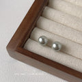 Elegant Gray Faux Pearl Stud Earrings Silver Plated Pin Minimalist Round Fashion Jewelry
