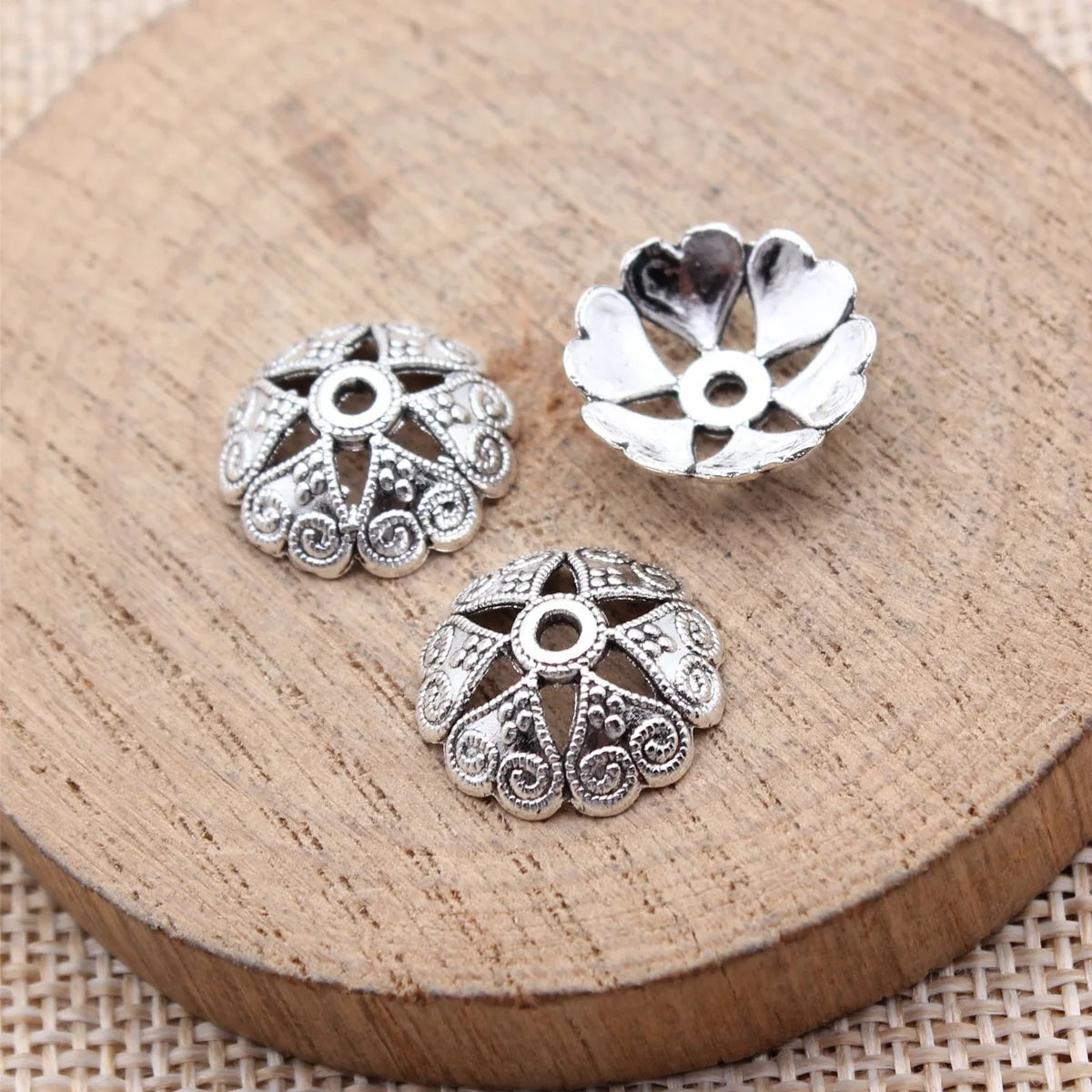 14x14x4.7mm 0.9g Multicolor Zinc Alloy Flower Bead Caps Jewelry Findings for DIY Bracelet Necklace Making