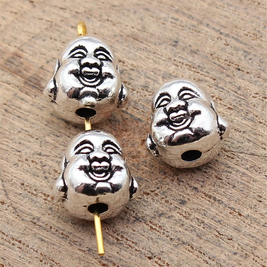 10x10mm 2.6g Antique Silver Zinc Alloy Buddha Head Loose Metal Beads for DIY Bracelet Jewelry Making