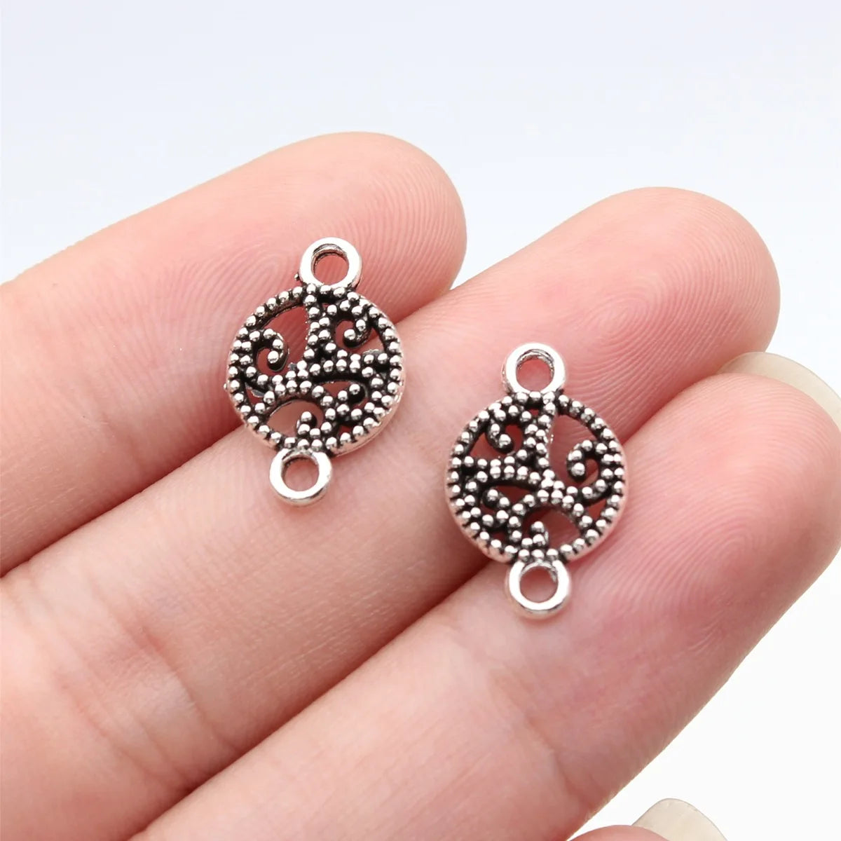 17x11mm 0.86g Multicolor Zinc Alloy Hollow Round Disc Connector Charm for DIY Jewelry Making