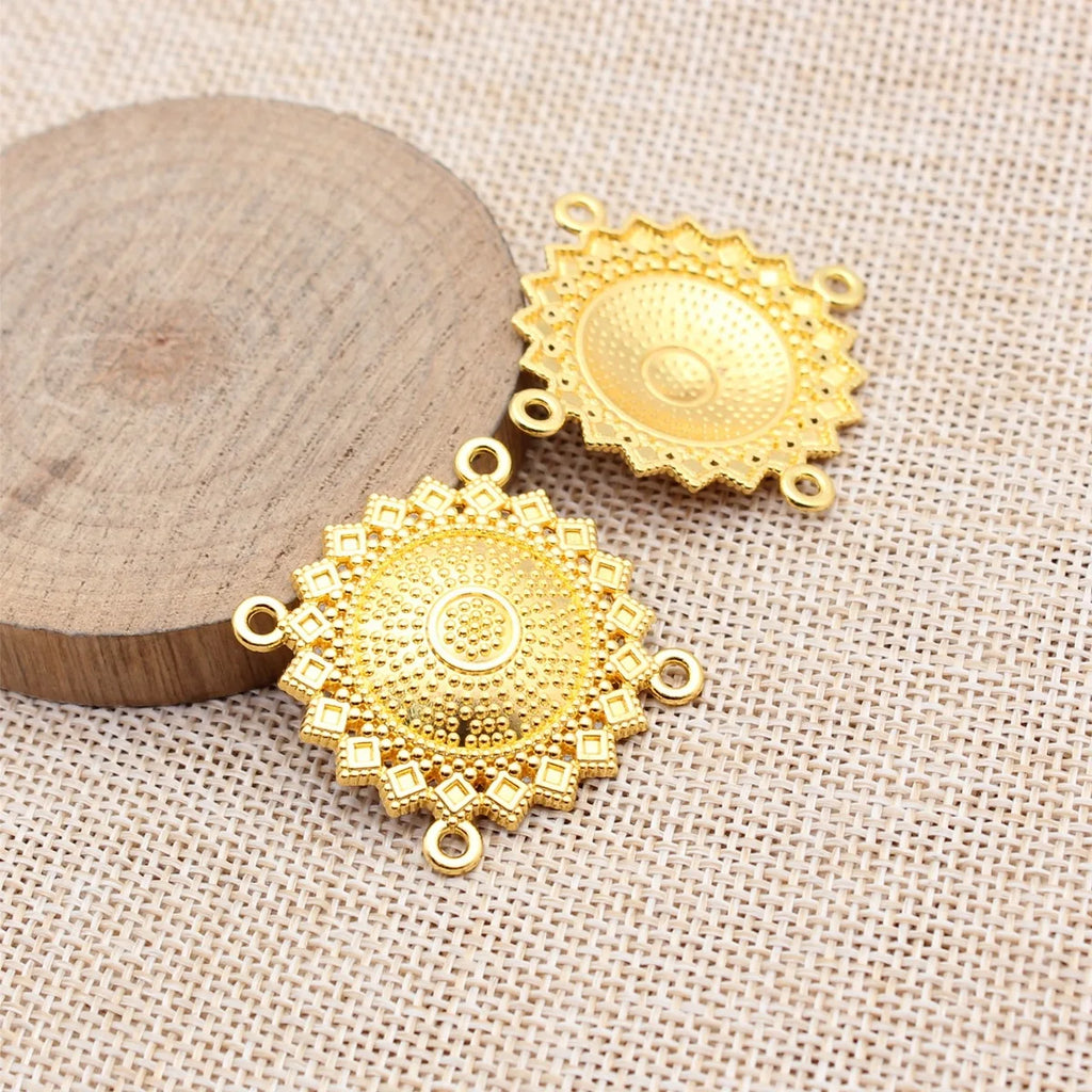 32x32mm 4.8g Multicolor Zinc Alloy Four-Hole Connector Charm for Body Chain Forehead Chain Making