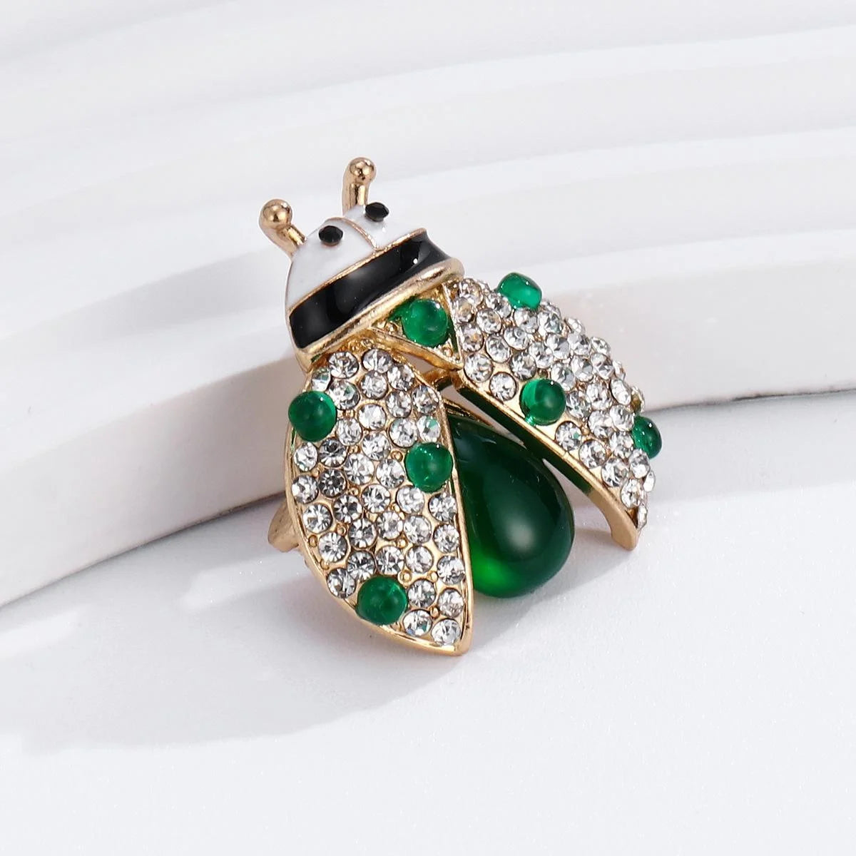 Luxury Ladybug Insect Brooch With Rhinestone Alloy Enamel Wings, Elegant Lapel Pin Corsage Gift