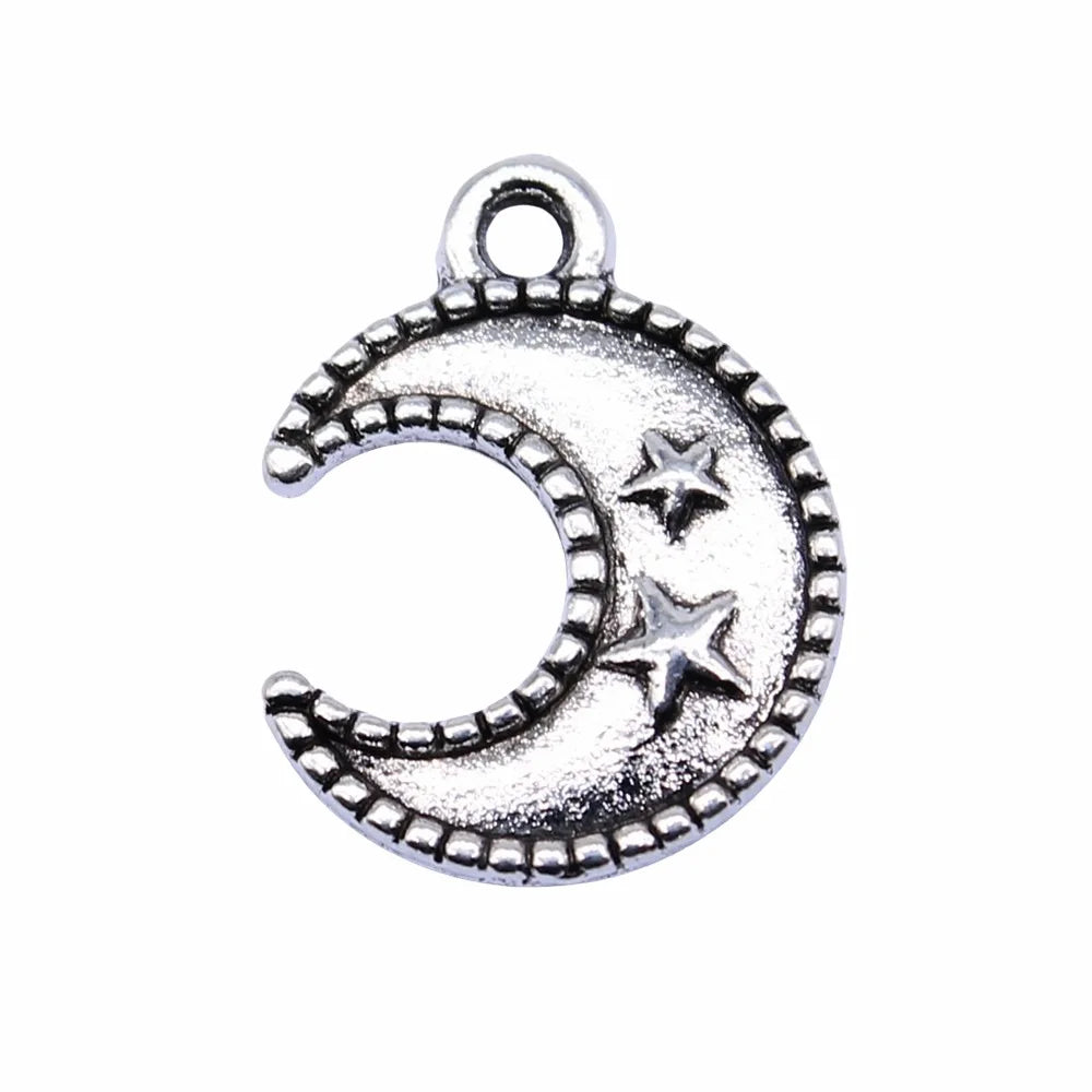 15x12mm 0.8g Multicolor Zinc Alloy Moon Star Charm Pendant for DIY Necklace Bracelet Making