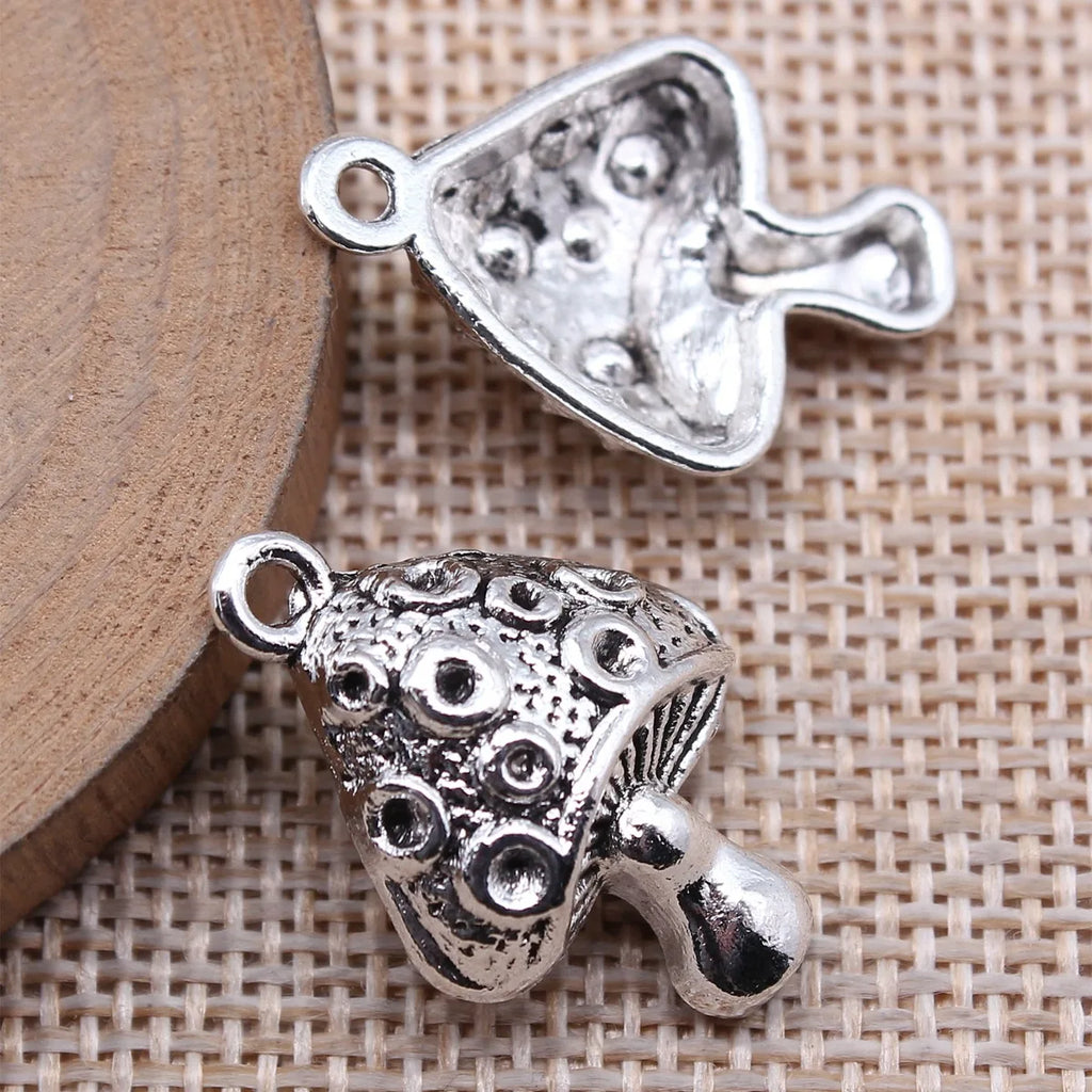 18x26mm 2.5g Multicolor Zinc Alloy Mushroom Charm Pendant for DIY Fantasy Theme Jewelry Making