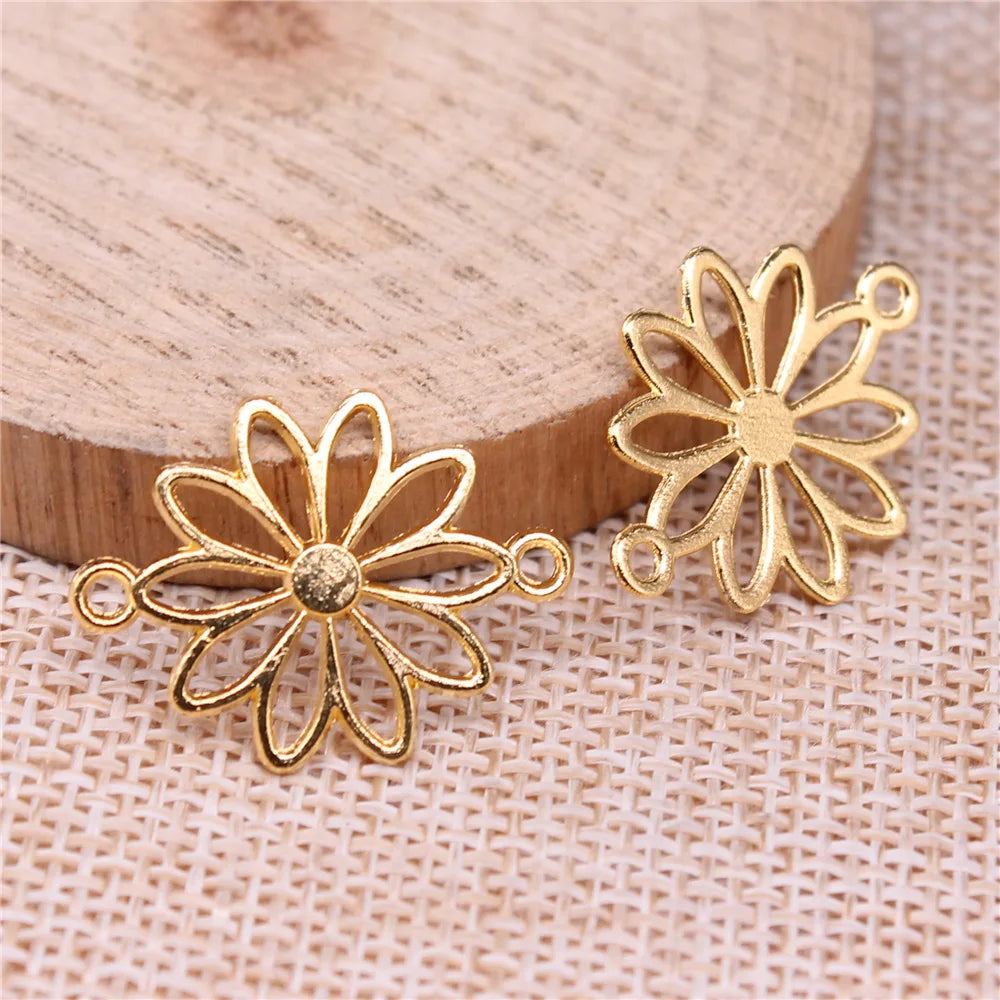 25x19mm 1.1g Multicolor Zinc Alloy Flower Connector Charm for DIY Bracelet Necklace Jewelry Making
