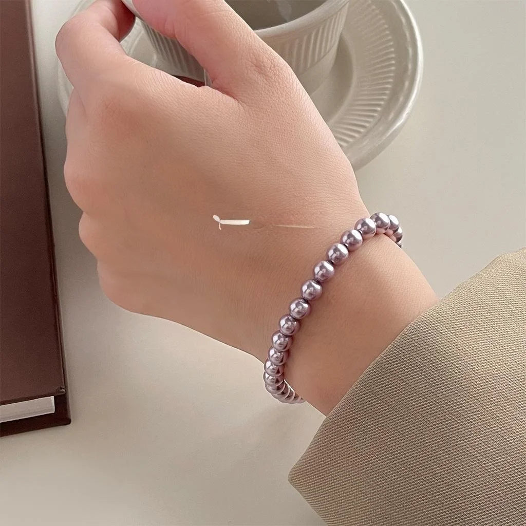 Elegant Glass Pearl Bracelet With Real Gold Plated Geometric Ingot Clasp