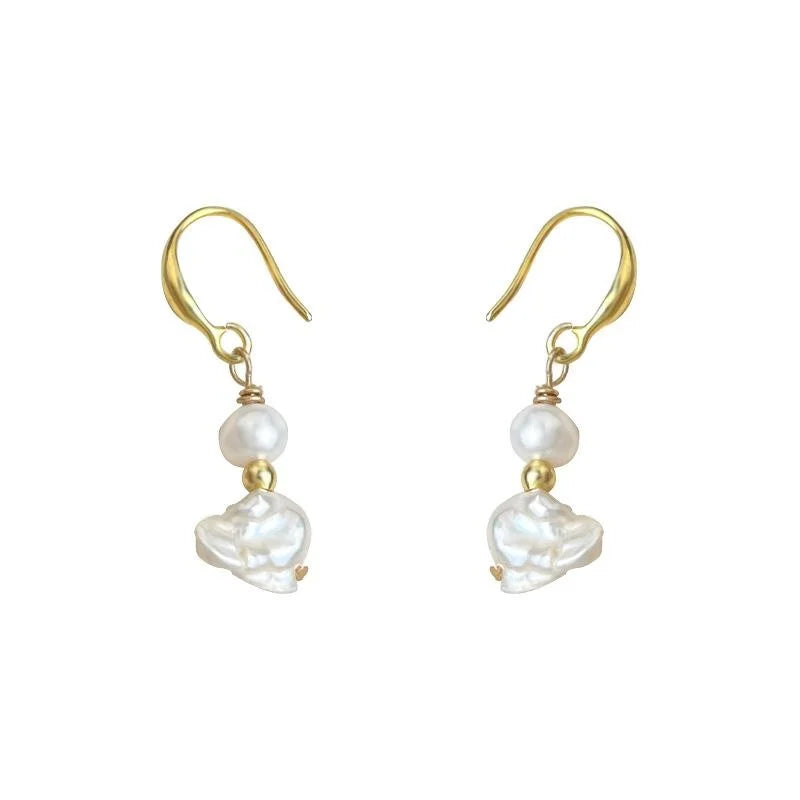 Baroque Irregular Freshwater Pearl Drop Earrings Light Luxury Designer Geometric Jewelry