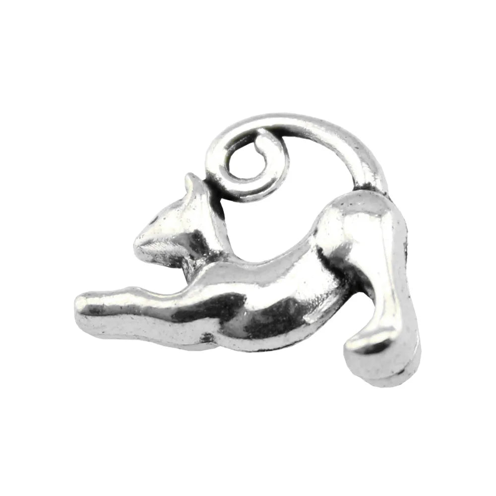 17x13mm 2.2g Multicolor Zinc Alloy Cat Charm Pendant for DIY Necklace Bracelet Jewelry Making