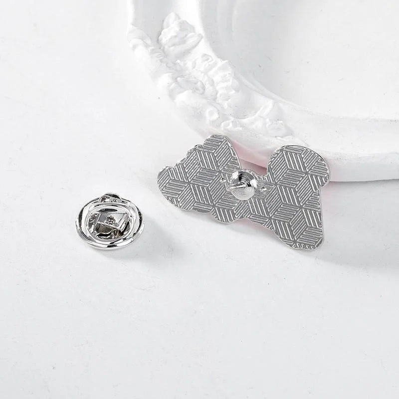 Cute Pink Script Letter Enamel Alloy Brooch, Movie Cartoon Style Metal Lapel Pin Corsage Suit Accessory Gift