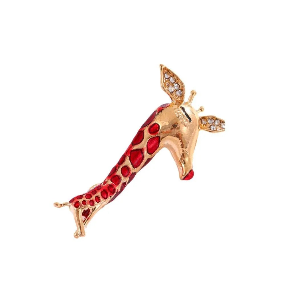 Cute Giraffe Brooch With Rhinestone Enamel Alloy Design, Elegant Lapel Pin Corsage Sweater Coat Gift