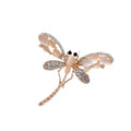 Elegant Rhinestone Dragonfly Brooch With Peach Stone Wings, Alloy Lapel Pin Corsage Suit Accessory
