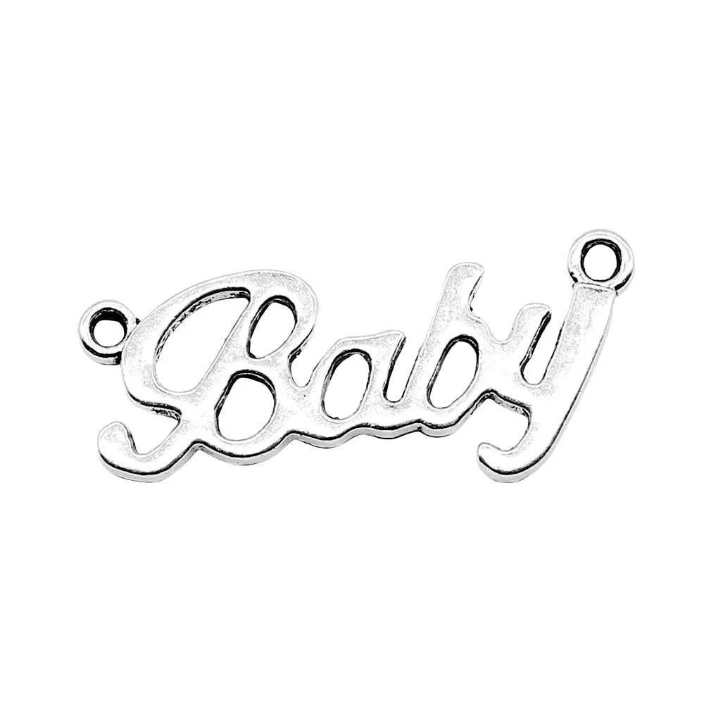 38x17mm 2.5g Antique Silver Zinc Alloy Baby Letter Connector Charm for Bracelet Necklace Making