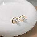 Mini White Cloud Stud Earrings 14K Plated Copper High Luster Pearl Shell Jewelry
