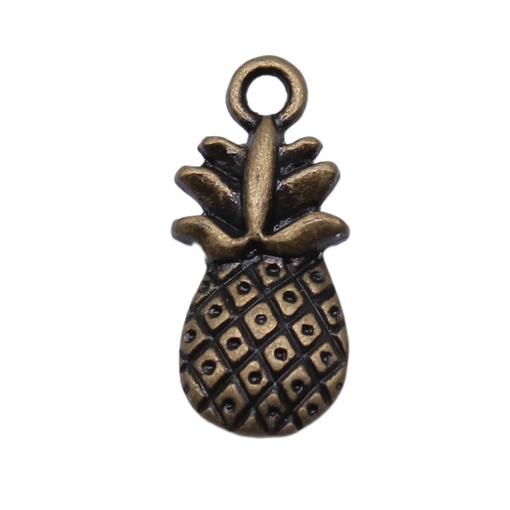 19x9mm 1.5g Multicolor Zinc Alloy Pineapple Charm Pendant for Fruit Theme DIY Necklace Bracelet Making