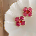Sweet Floral Resin Geometric Drop Earrings For Women Designer Flower Jewelry