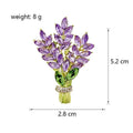 Elegant Lavender Bouquet Alloy Enamel Rhinestone Brooch, Purple Wheat Leaf Lapel Pin Corsage Suit Accessory Gift