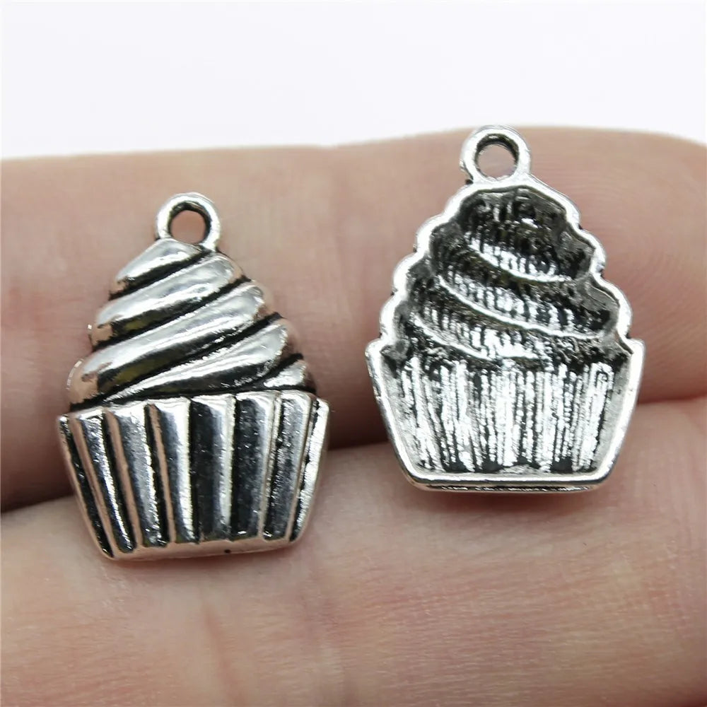 20x15mm 1.4g Antique Silver Zinc Alloy Cake Charm Pendant for DIY Necklace Bracelet Jewelry Making