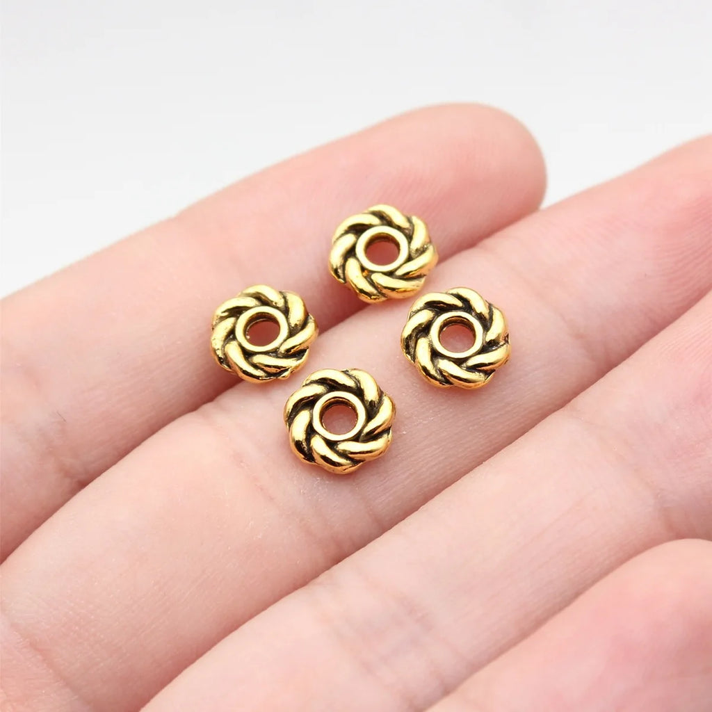 8x8x2.4mm 0.41g Multicolor Zinc Alloy Round Spacer Beads for DIY Bracelet Necklace Jewelry Making