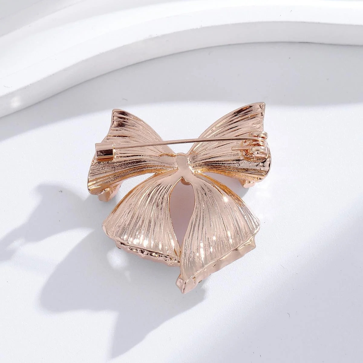 Elegant Silver Alloy Bow Brooch With Sparkling Rhinestones, Women's Lapel Pin Corsage Suit Accessory Gift
