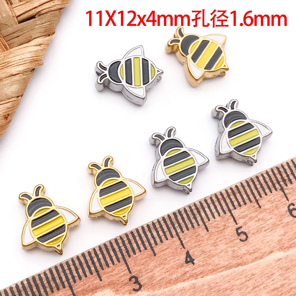 Enamel Stainless Steel Bee Spacer Beads for Bracelet Necklace Keychain DIY