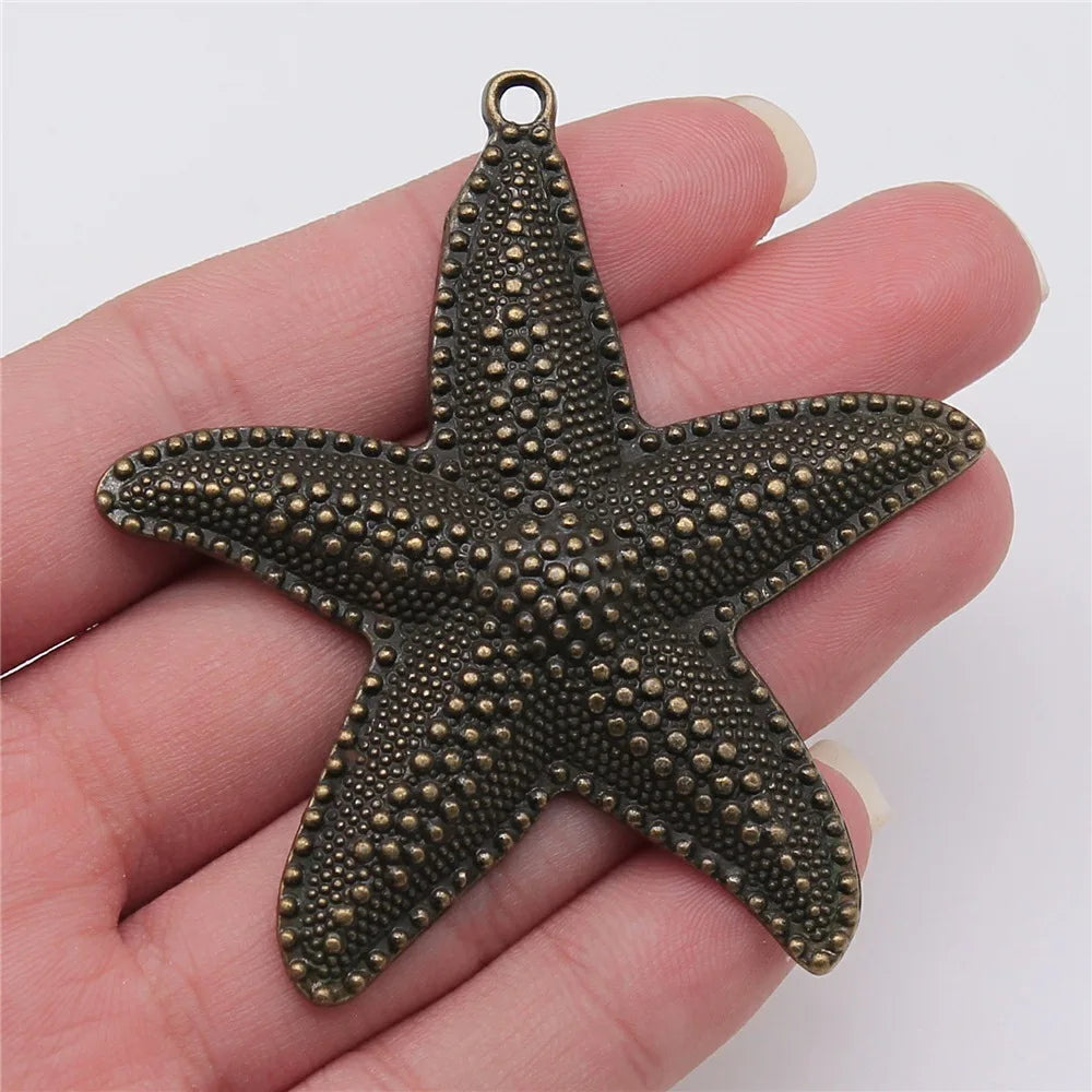 67x63mm 10.8g Multicolor Zinc Alloy Large Starfish Charm Pendant for DIY Ocean Theme Jewelry Making