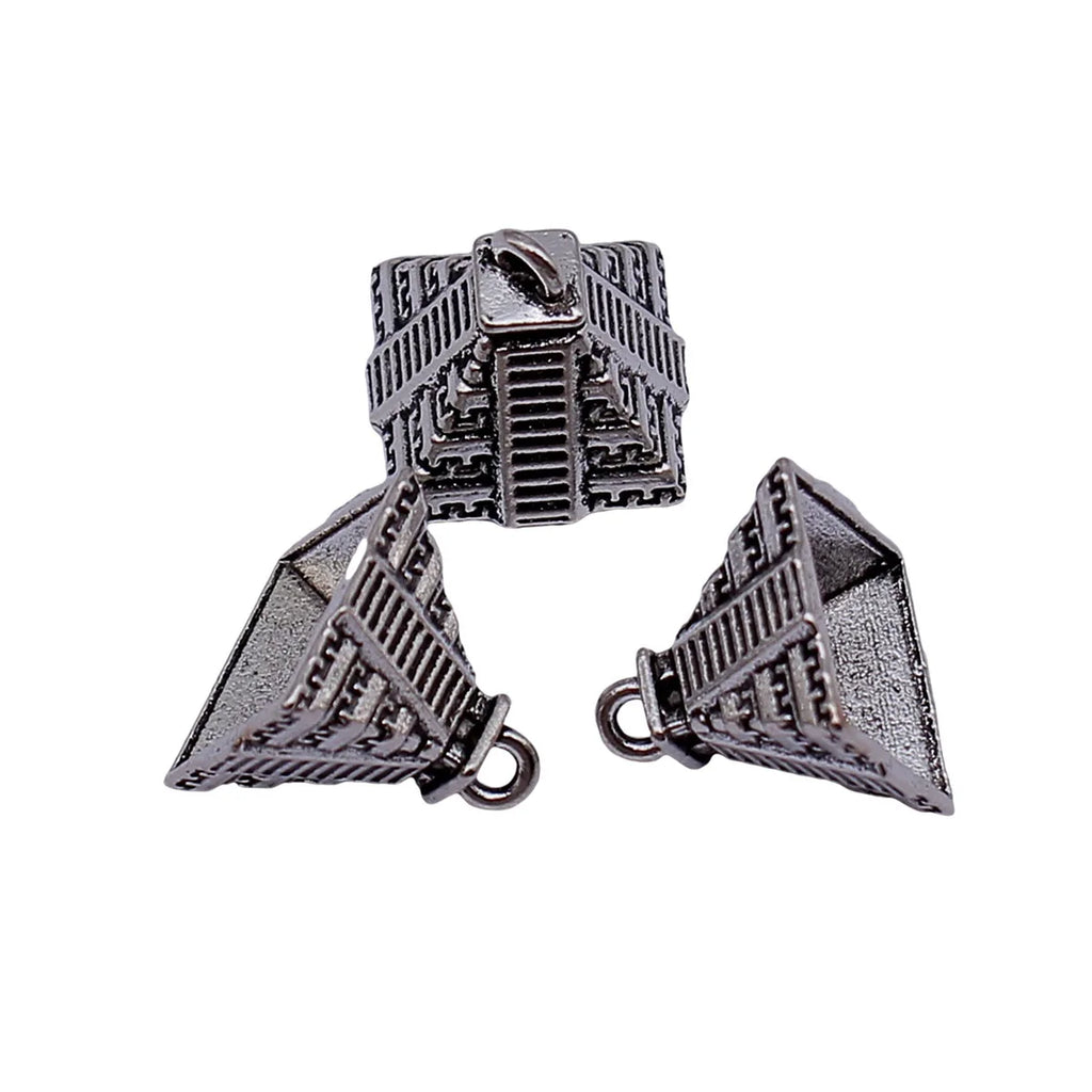 13x13mm 1.6g Antique Silver Zinc Alloy Maya Pyramid Charm Pendant for DIY Necklace Jewelry Making