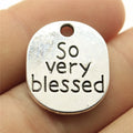 22x18mm 2.7g Zinc Alloy So Very Blessed Word Tag Letter Charm Pendant for DIY Bracelet Necklace Jewelry