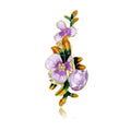 Elegant Gradient Enamel Iris Flower Brooch With Purple Rhinestone, Gold Alloy Lapel Pin Corsage Gift