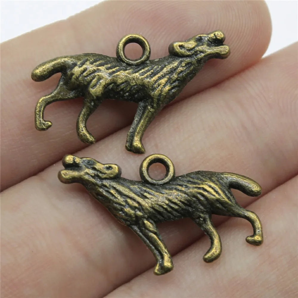 26x20mm 2.1g Multicolor Zinc Alloy Wolf Charm Pendant for DIY Animal Theme Jewelry Making