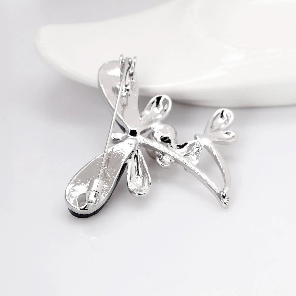 Elegant Mother Of Pearl Dragonfly Brooch With Faux Pearl, Women's Alloy Lapel Pin Suit Accessory Gift