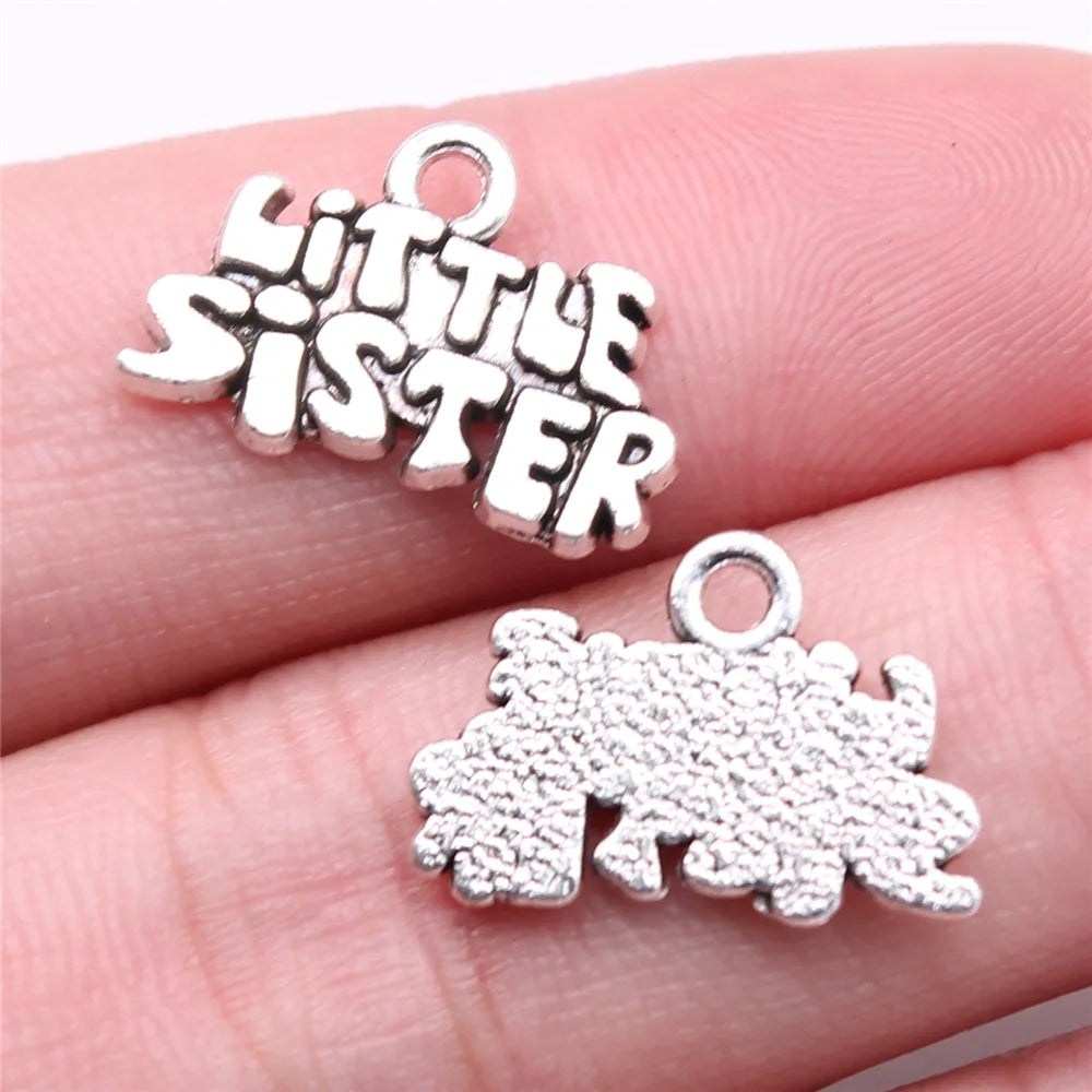 19x13mm 1.32g Antique Silver Zinc Alloy Little Sister Charm Pendant for DIY Necklace Bracelet Making