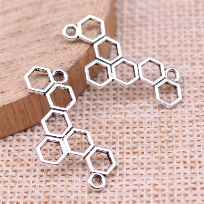 27x13mm 0.8g Antique Silver Tone Zinc Alloy Honeycomb Charm Pendant for DIY Necklace Jewelry Making