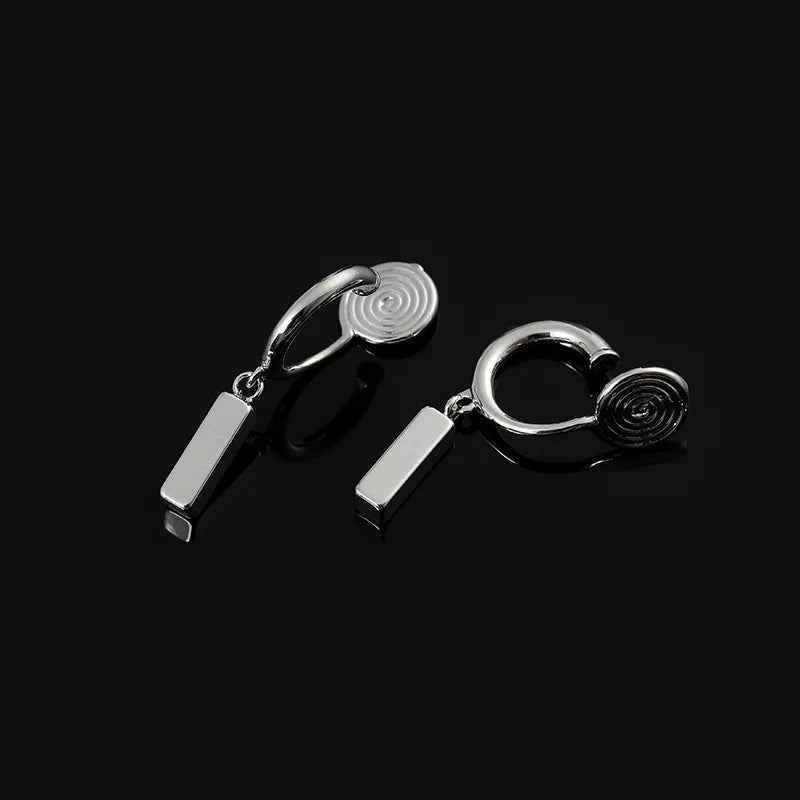 Elegant Alloy Spiral Disc Hoop Bar Dangle Stud & Clip On No Piercing Minimalist Fashion Earrings