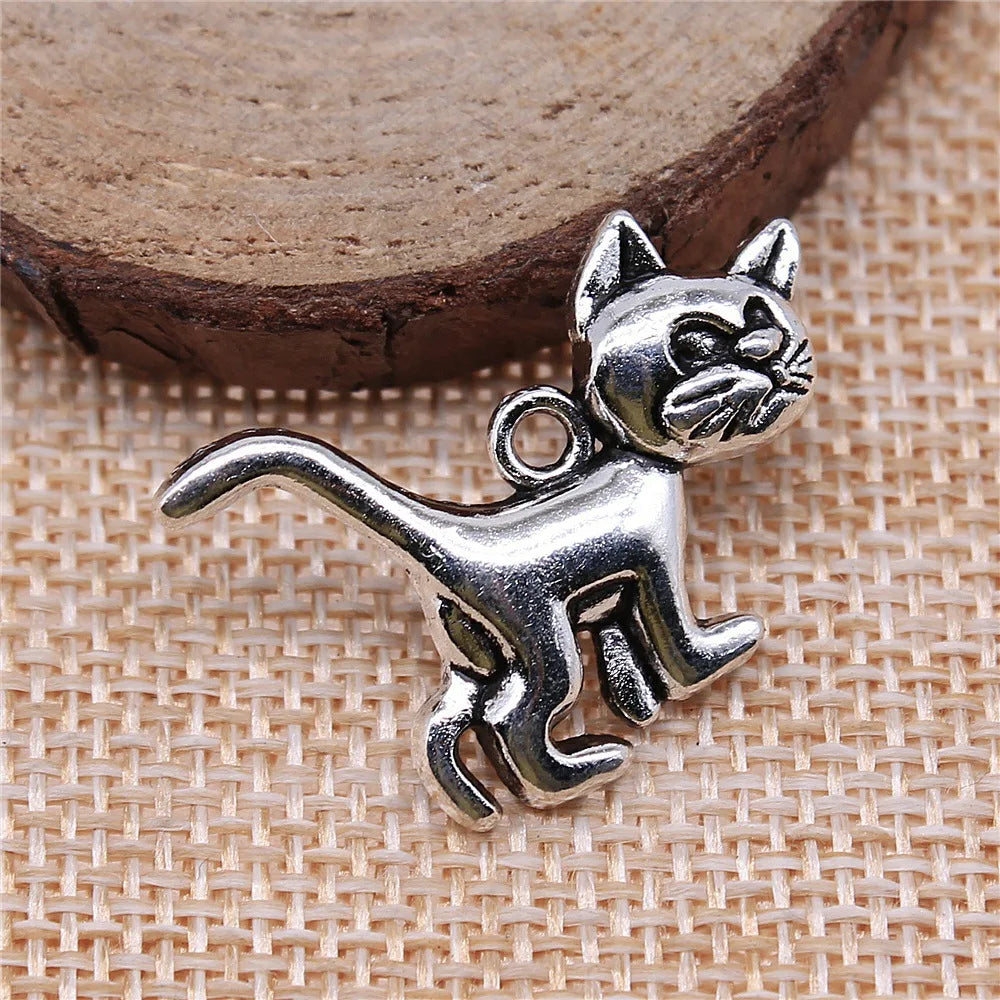 30x22mm 2.4g Multicolor Zinc Alloy Side Eye Cat Charm Pendant for DIY Bracelet Necklace Making