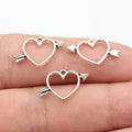 18x12mm 0.39g Antique Silver Zinc Alloy Bow and Arrow Heart Charm Pendant for DIY Jewelry Making