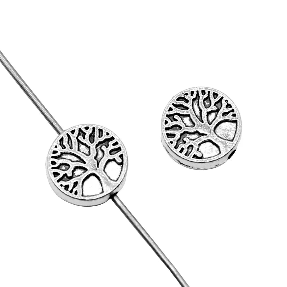 9x9x3mm 1g Multicolor Zinc Alloy Round Tree Loose Metal Beads for Bracelet Necklace Making