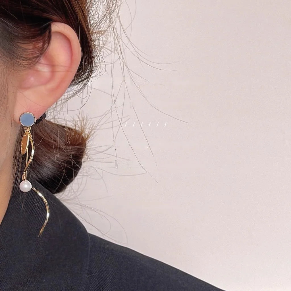 Handmade Copper 14K Plated Long Tassel Stud Earrings For Women Elegant Jewelry