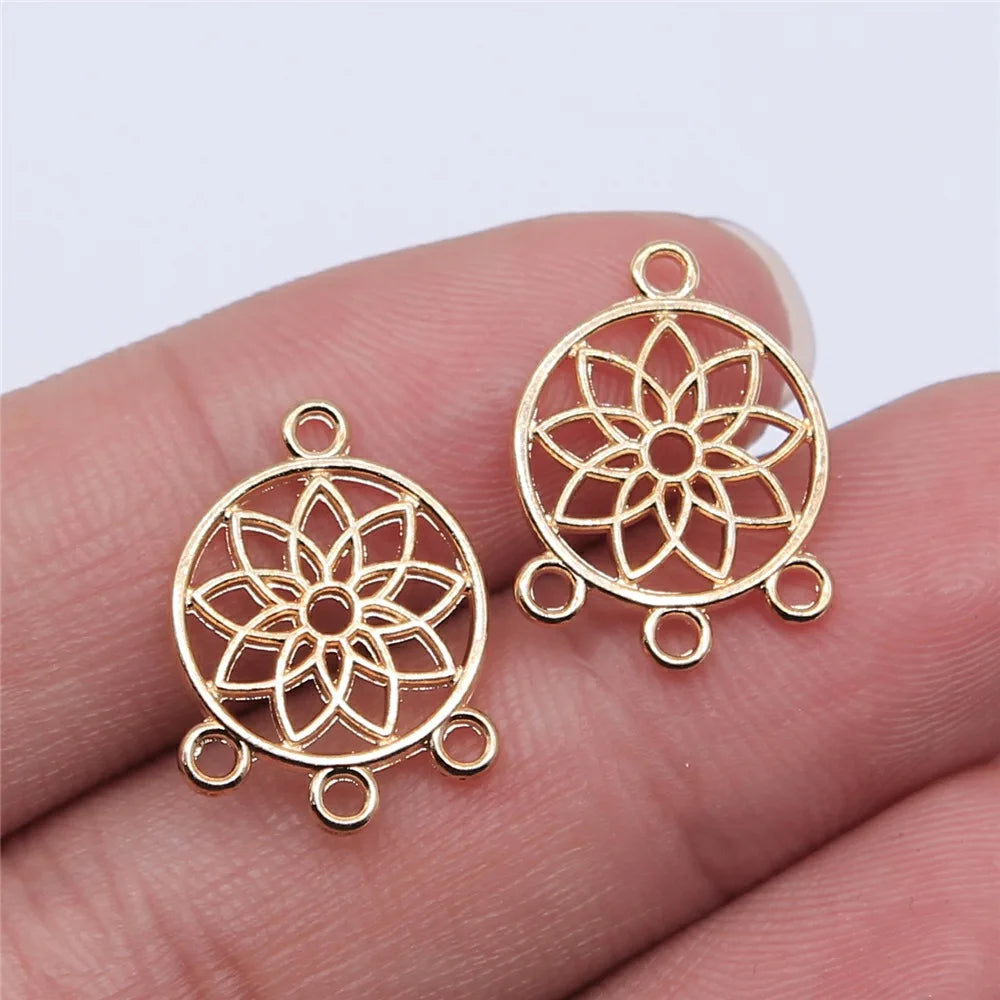 14x18mm 0.9g Multicolor Zinc Alloy Openwork Geometric Earring Connector Charms for DIY Jewelry Making