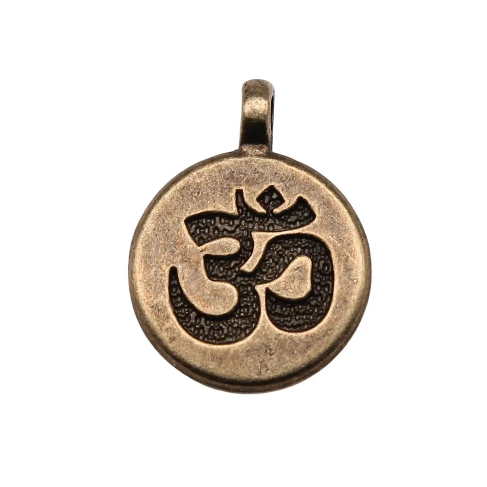 19x15mm 1.8g Multicolor zinc alloy Round OM Symbol Double Sided charm pendant for DIY bracelet necklace making
