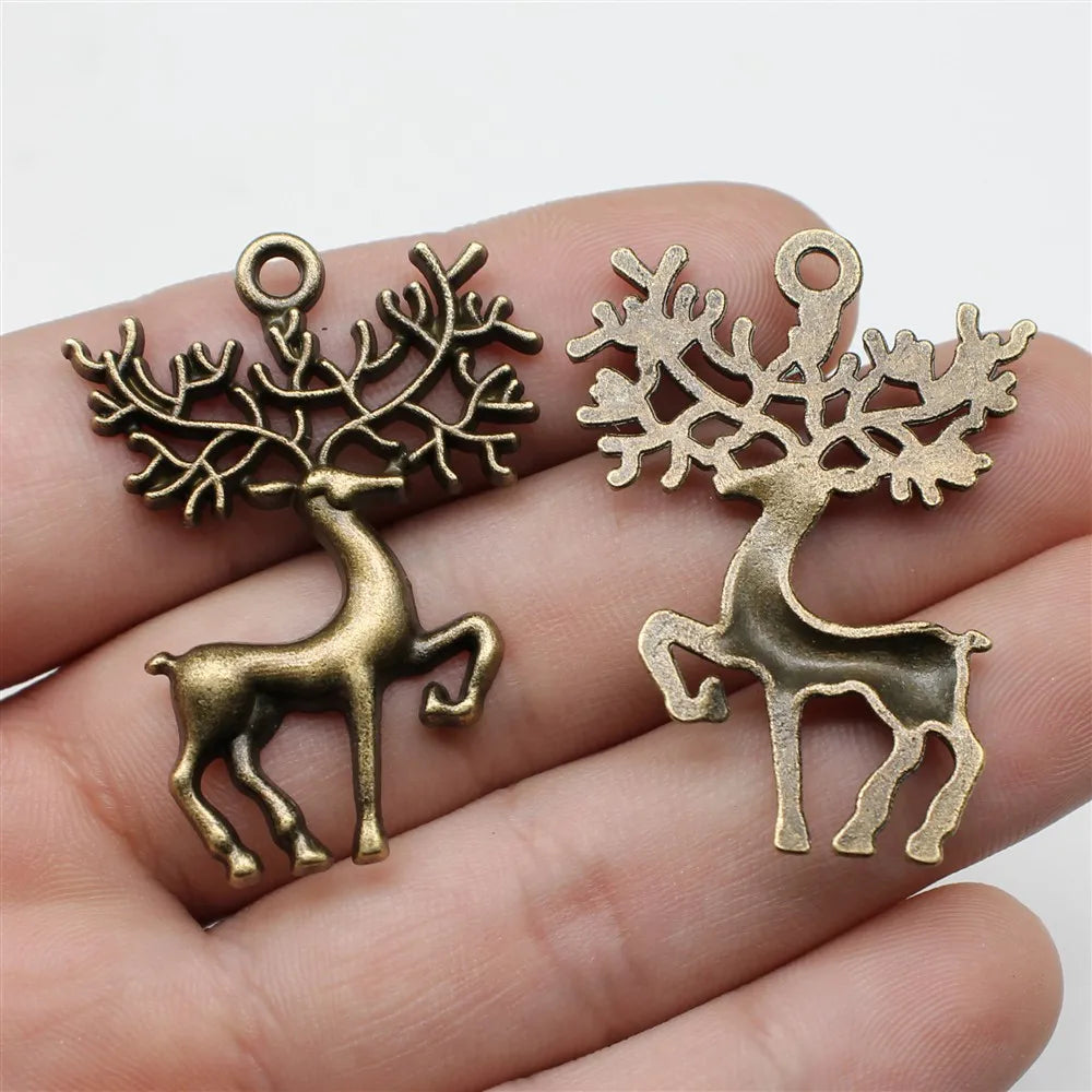 41x29mm 5.5g Antique Bronze Zinc Alloy Elk Charm Pendant for Cute Animal Necklace Bracelet Making