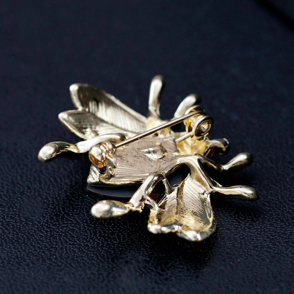 Cute Blue Bee Brooch With Enamel Wings And Rhinestone Body, Elegant Insect Lapel Pin Corsage Gift