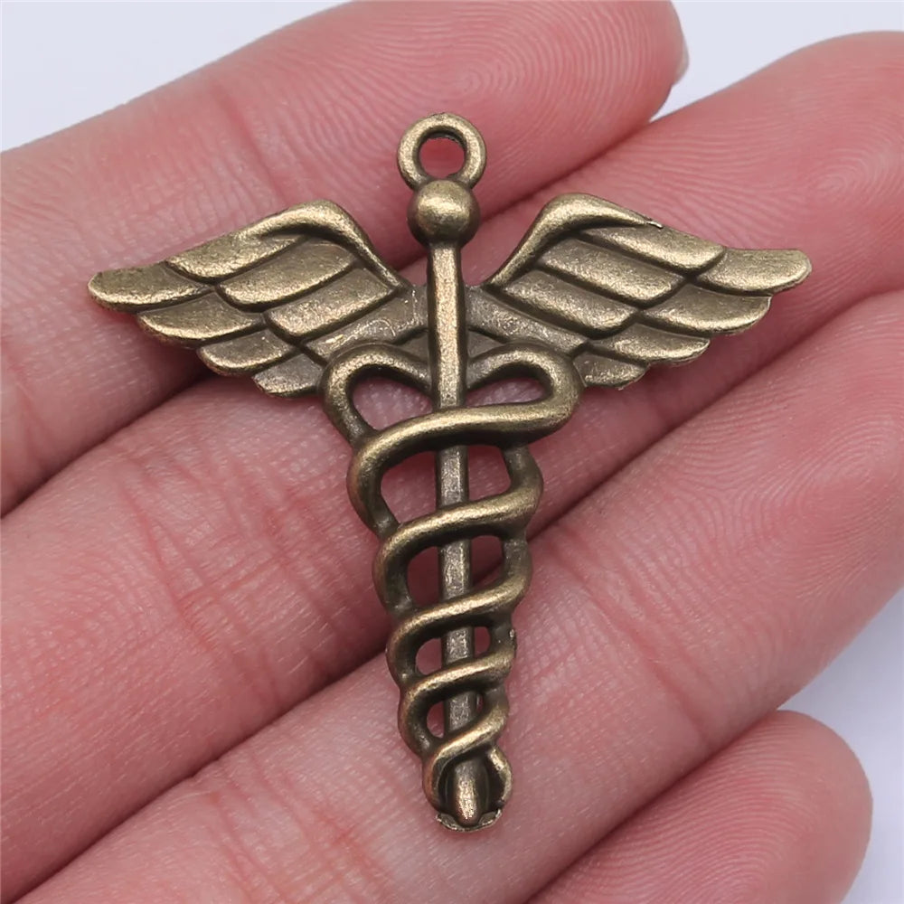 40x40mm 4.1g Multicolor Zinc Alloy Walking Cane Medical Symbol Charm Pendant for DIY Healthcare Jewelry Making