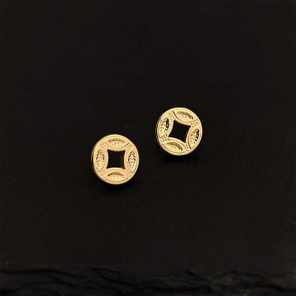 Light Luxury Silver Plated Eco Copper Coin Diamond Geometric Stud Earrings For Women