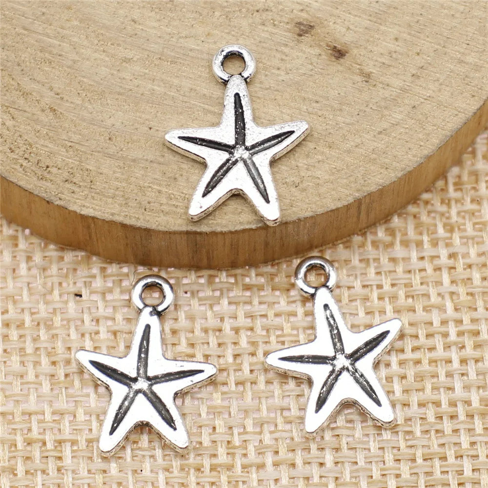 18x12mm 0.8g Antique Silver Zinc Alloy Starfish Charm Pendant for DIY Ocean Theme Jewelry Making