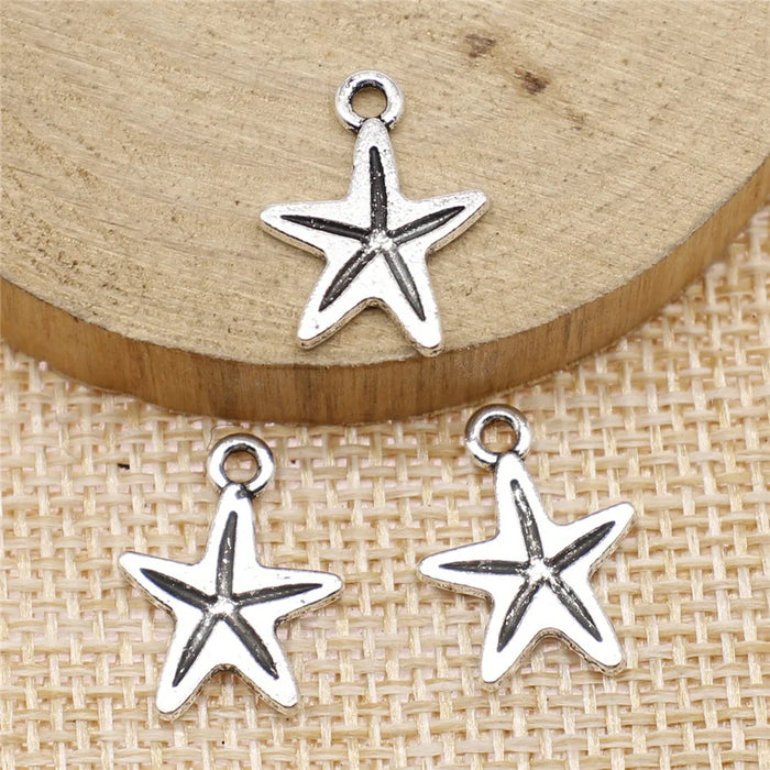 18x12mm 0.8g Antique Silver Zinc Alloy Starfish Charm Pendant for DIY Ocean Theme Jewelry Making
